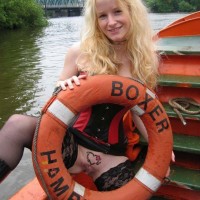 German Pussy Flashing on Boat in Hamburg