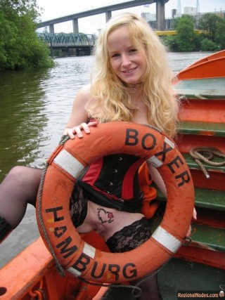 German Pussy Flashing on Boat in Hamburg