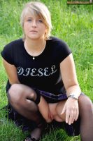 Austrian Girl Squatting Pussy Upskirt in Nature