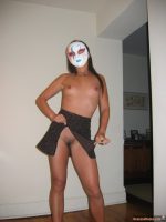 Masked Topless Girl from New Zealand Flashing Pussy